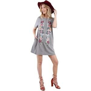 UMGEE | Gray Floral Embroirdered Dress | S